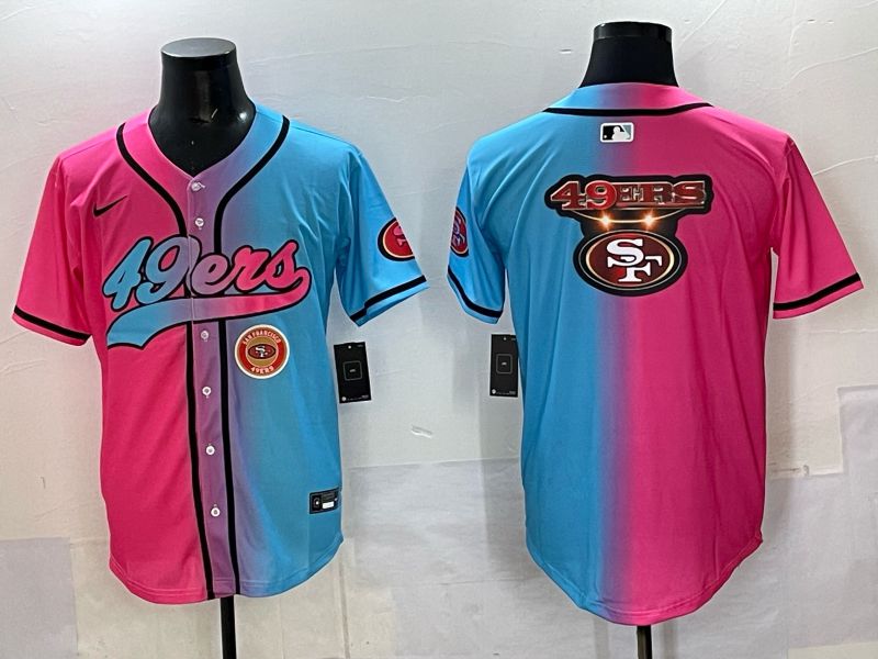 Men 2025 San Francisco 49ers Blank Blue pink Nike Limited NFL Jersey style 028->san francisco 49ers->NFL Jersey